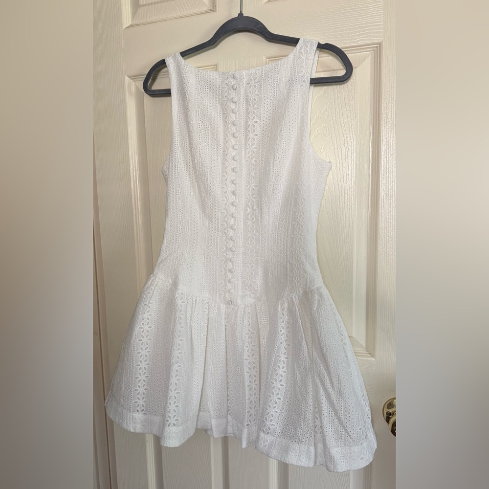 White Sleeveless Mock Neck A-Line Dress